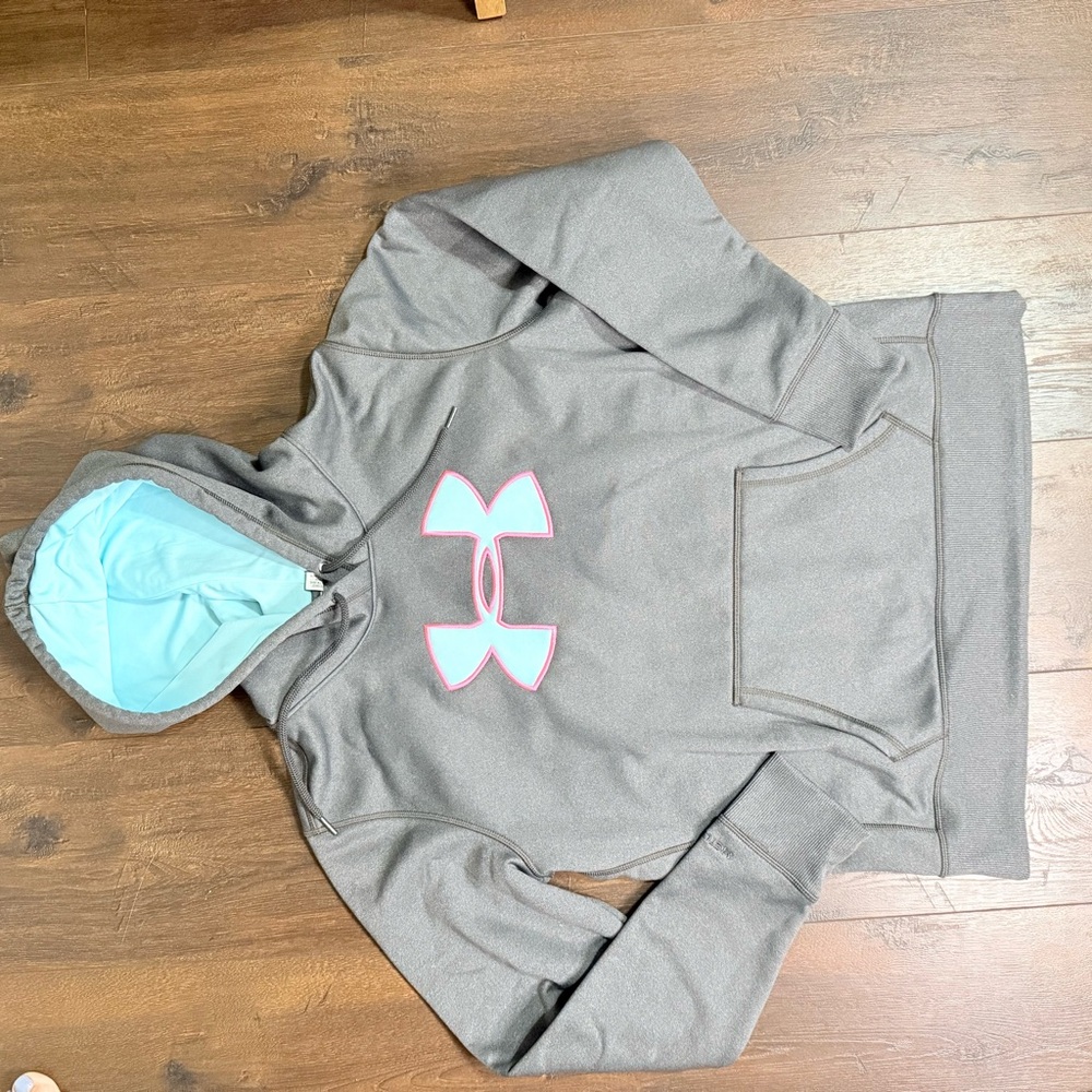 Under Armor Gray and Turquoise Storm Hoodie
